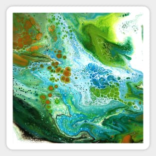 Fluid Art In Orange, Green, Blue and White Magnet